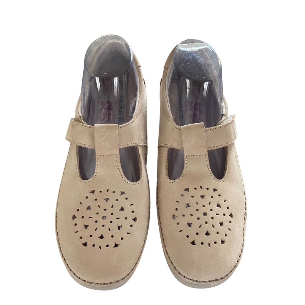 SAS Tripad Comfort Mary Jane Perforated Leather Shoes Beige Womens 10 M USA
